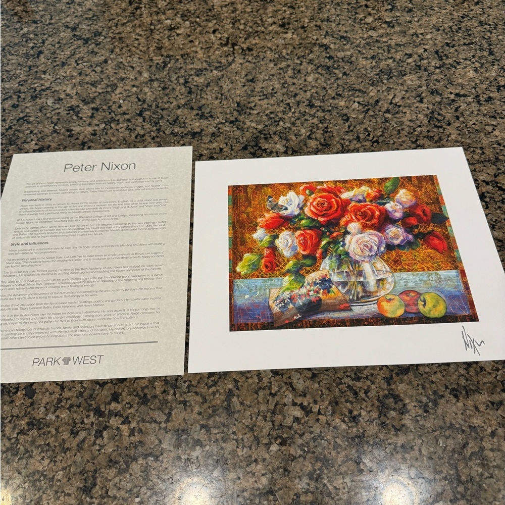 Peter Nixon Lithograph Flower Study L12 H10